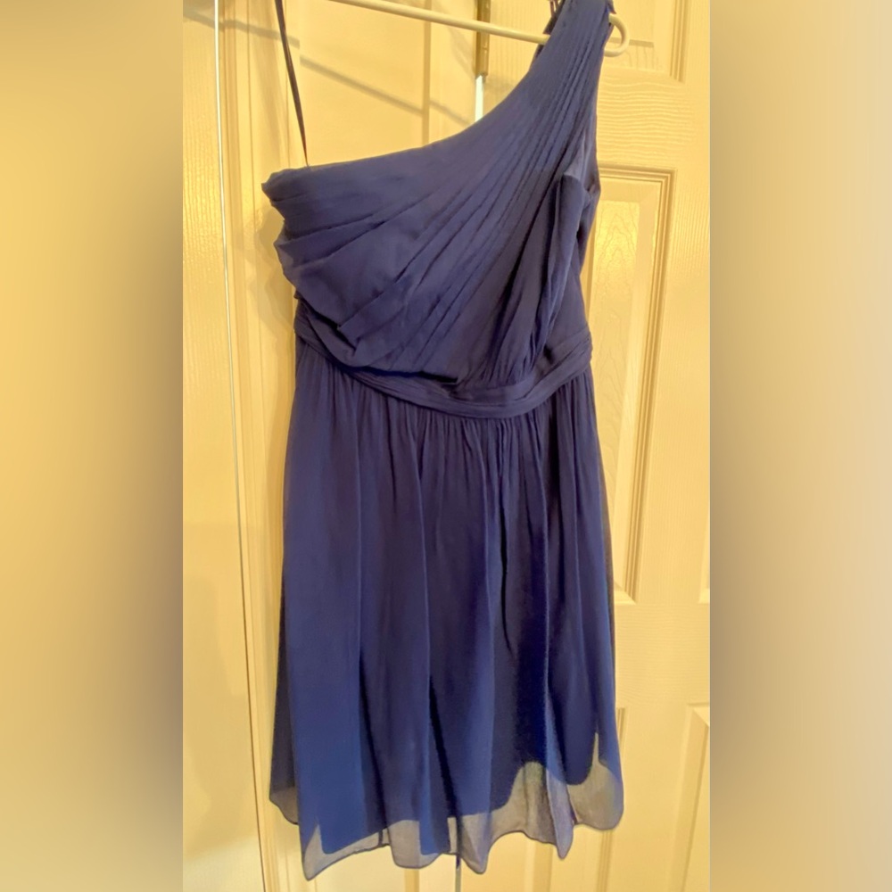 J. Crew Silk Navy Blue One Shoulder dress size 6 - Picture 2 of 6